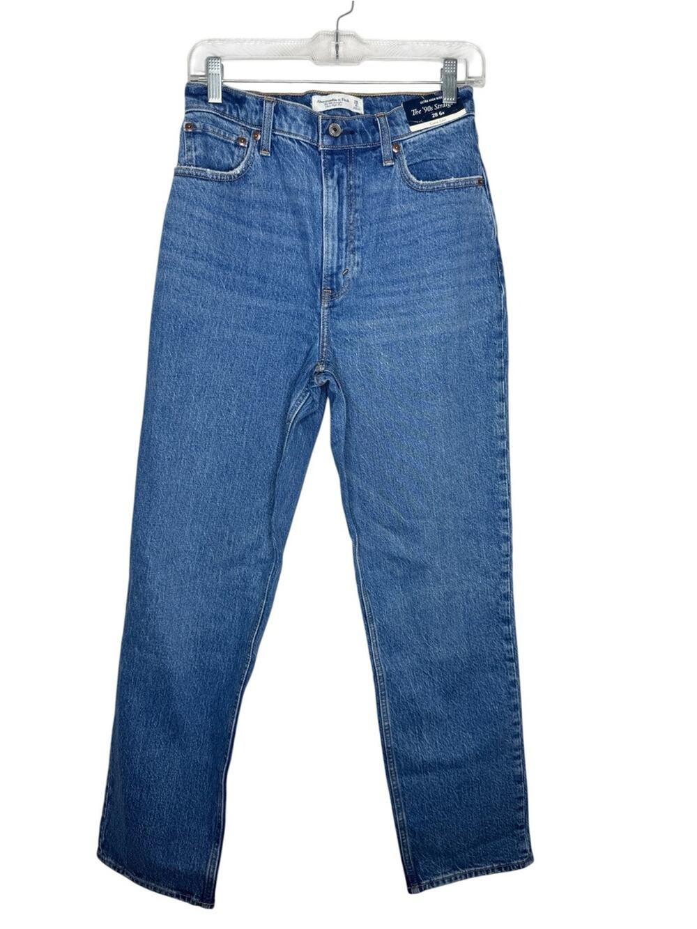 ABERCROMBIE & FITCH / medium wash ultra high rise 90s straight curve love / 28